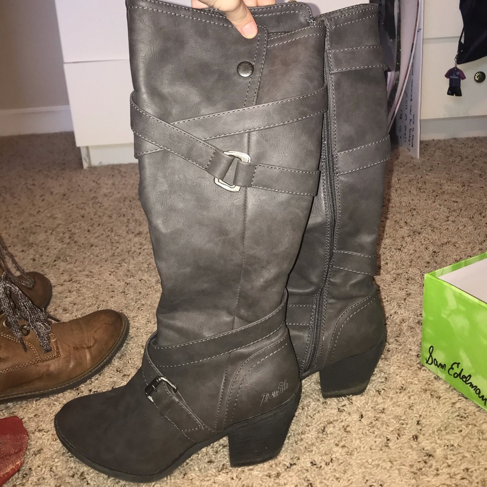 Never been worn, dark grey, knee high boots